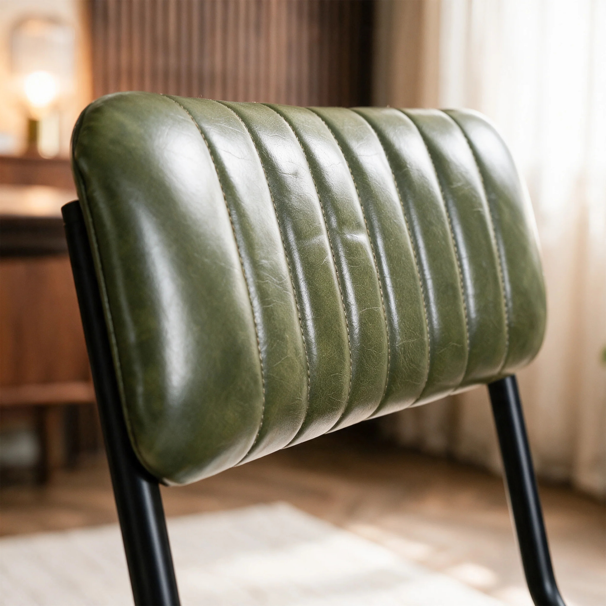 Lot de 2 chaises en cuir de buffle vert - Arsène