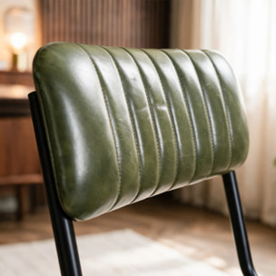 Lot de 2 chaises en cuir de buffle vert - Arsène