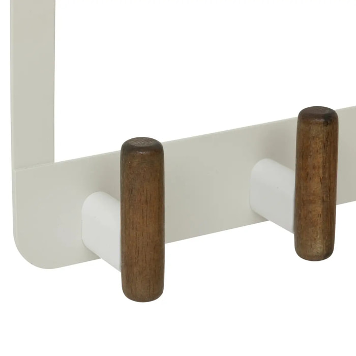 Patère accroche-porte 4 crochets Cassie beige et bois