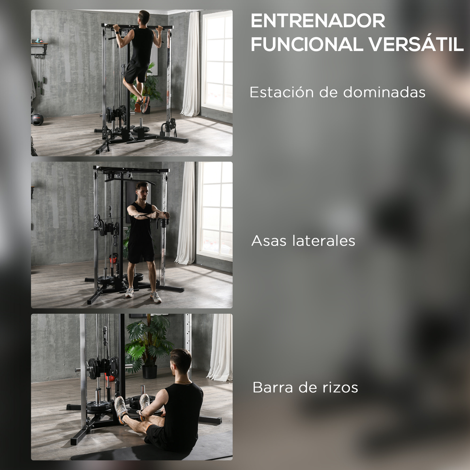 Máquina de Multiestación Musculación Entrenamiento para Hombro Brazos Placas de Peso de 100 kg Carga Max. 120 kg para Fitness Gimnasio en Casa 170x139x200 cm Negro