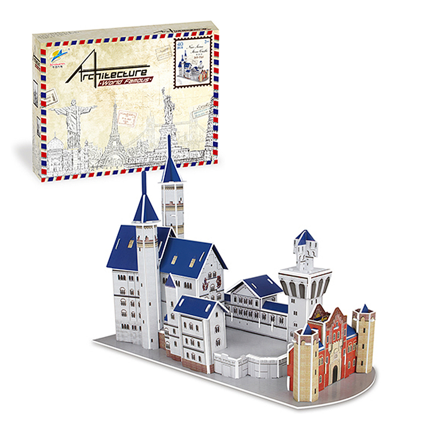 Puzzle 3D del Castello di Neuschwanstein in Germania. Ha 40 pezzi che puoi assemblare senza bisogno di strumenti o colla. Raccomandato per bambini oltre i 3 anni.