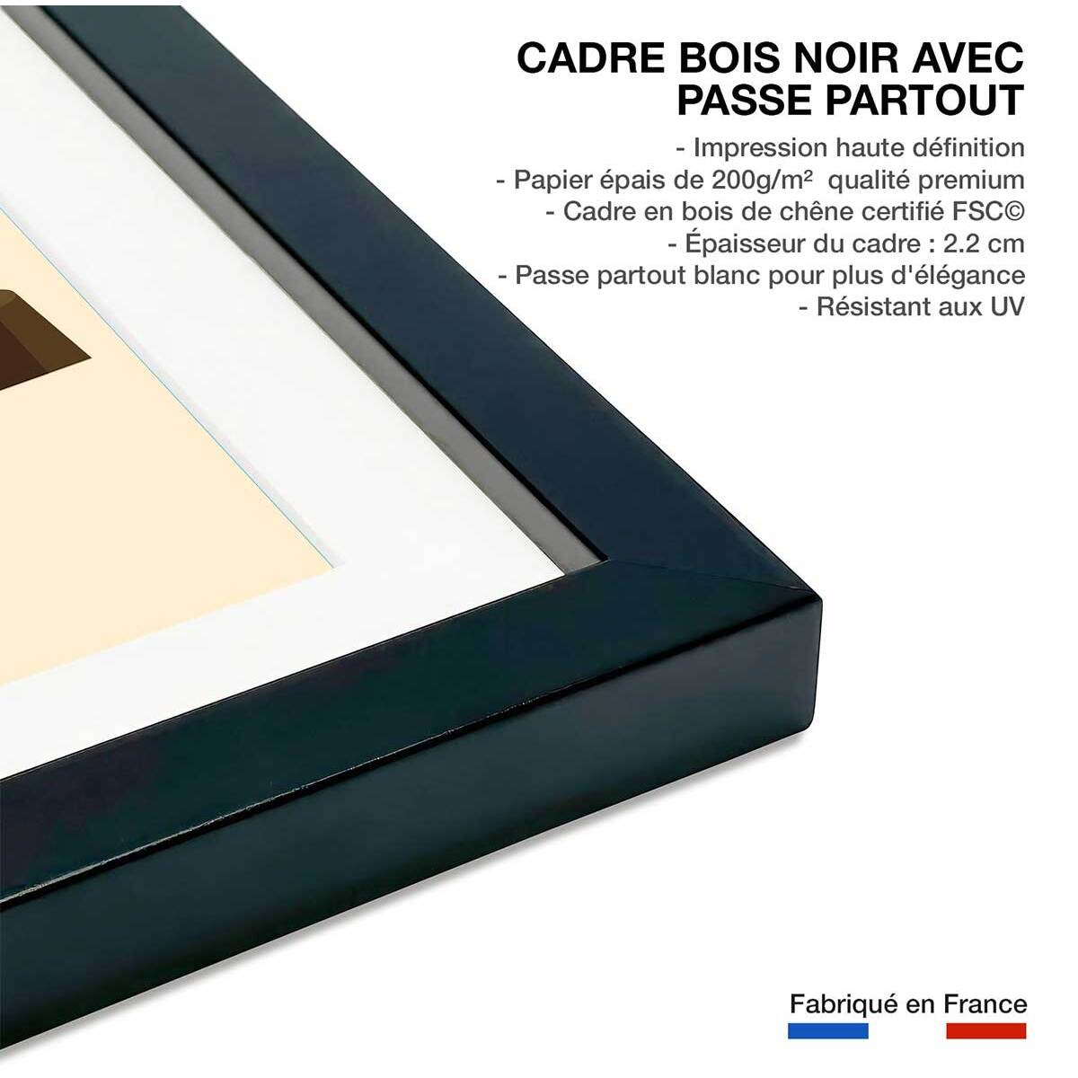 Affiche enfant promesse Affiche + cadre en bois - Noir