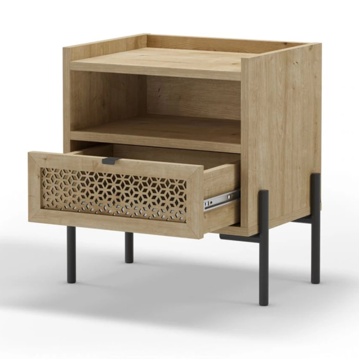 Mesita de noche Koivu Roble Negro