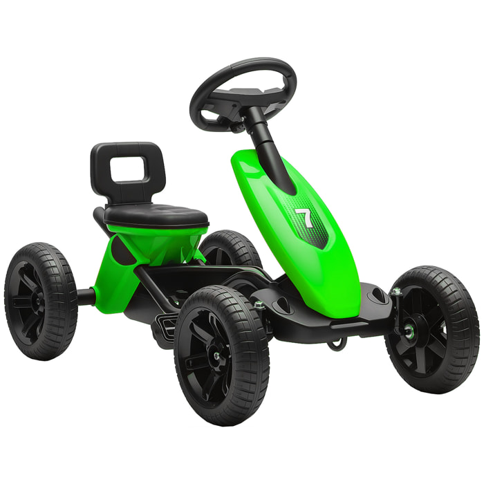Kart à pédales enfant - Go Kart - carter chaine fermé - marche AV AR - métal plastique noir vert