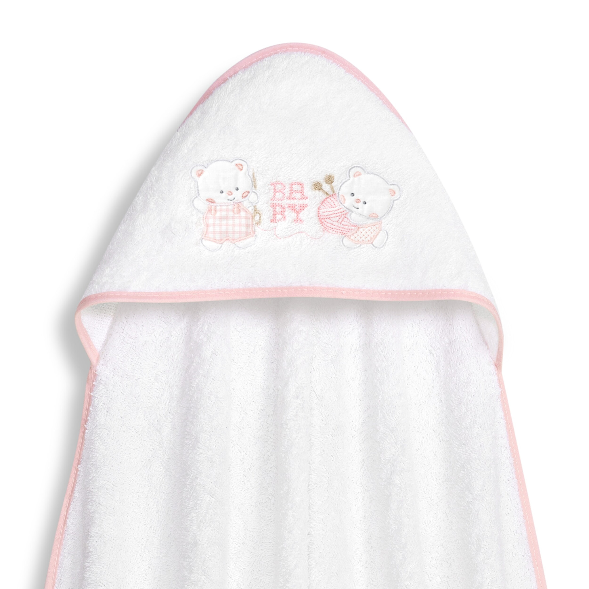 Capa Baño 1X1 Mod Ositos Baby Juguetones + Gorro Bco/Rosa