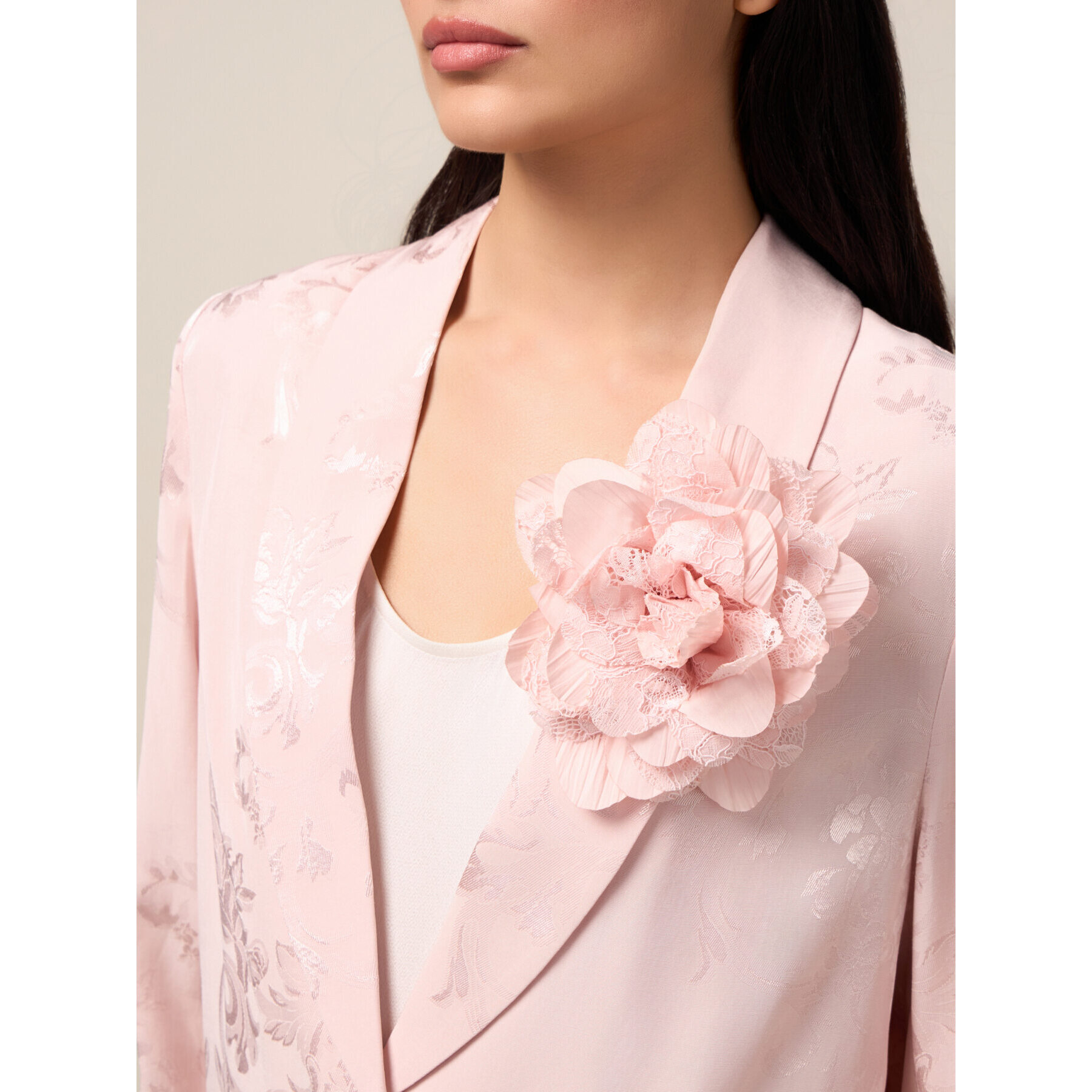 Oltre - Blazer jacquard con spilla - Rosa