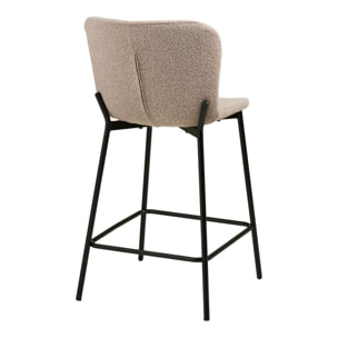 Set 2 sgabelli counter Maceda in bouclé beige con gambe nere 47x55x95 cm
