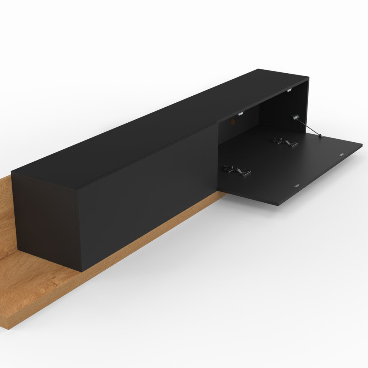 Meuble TV extensible Movena bois et noir L215-360cm