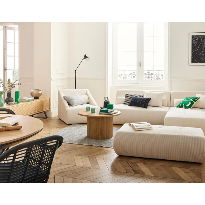 Onyx - canapé modulable d'angle droit - 5 places - en velours côtelé - Beige