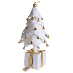 Albero con sfere pacco dono e led - Pezzi 2 - BIANCO - Bianchi Dino SpA