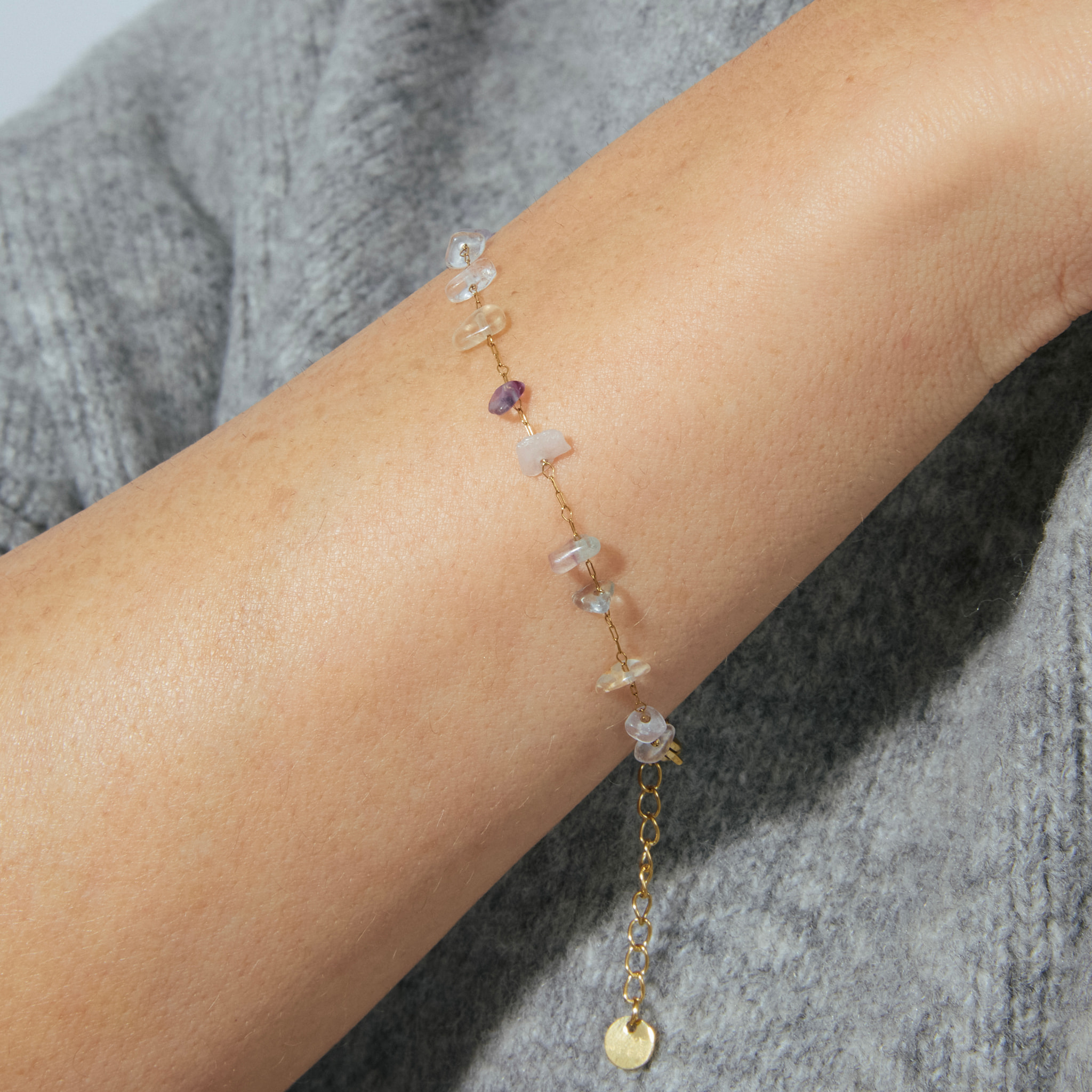 Pulsera de Multicolor Piedra Natural acabada en oro amarillo de 18k