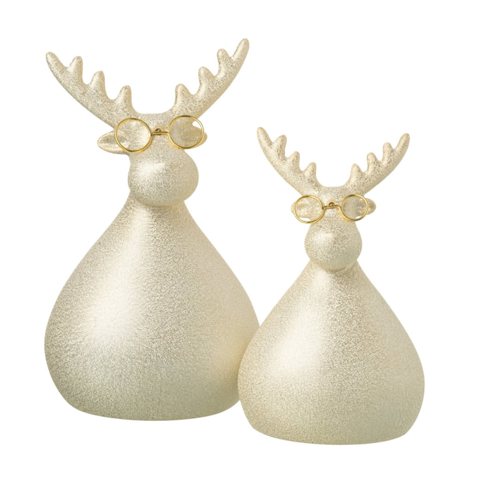 J-Line figurine Renne - porcelaine - blanc/or - large
