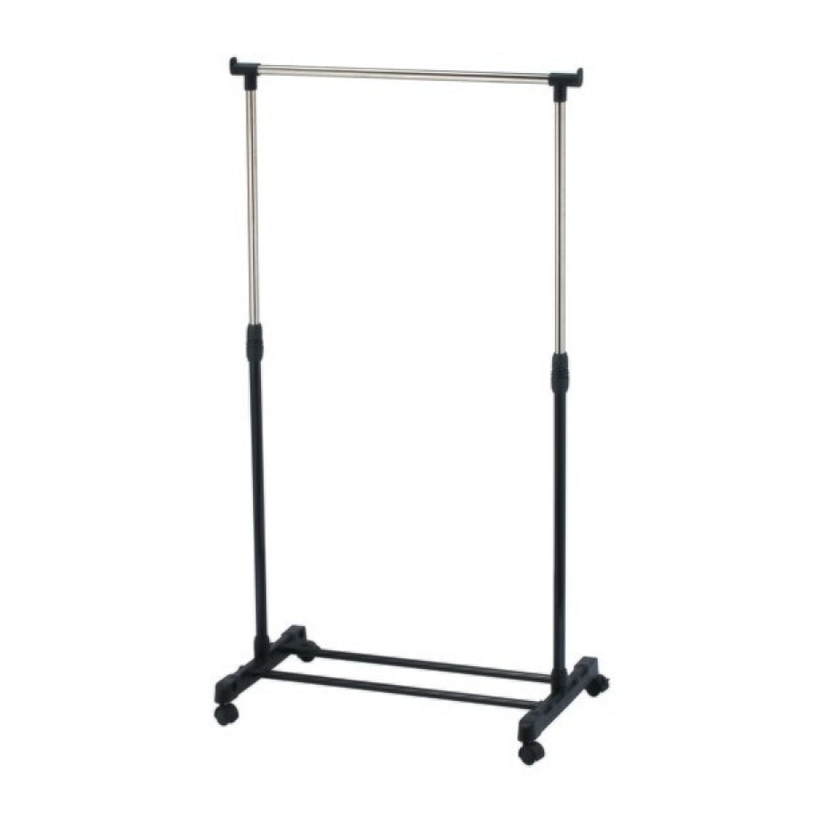 Portant à  vêtements à  roulettes en Inox 101-170cm Noir - Hauteur ajustable MSV