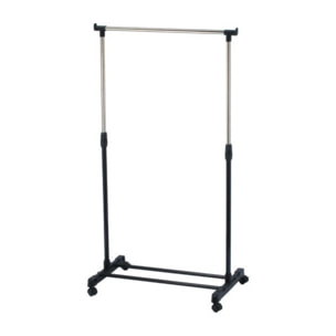 Portant à  vêtements à  roulettes en Inox 101-170cm Noir - Hauteur ajustable MSV