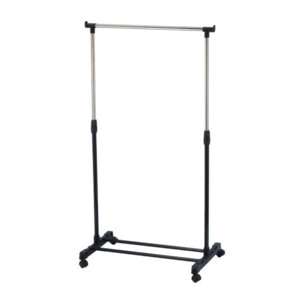 Portant à vêtements à roulettes en Inox 101-170cm Noir - Hauteur ajustable MSV