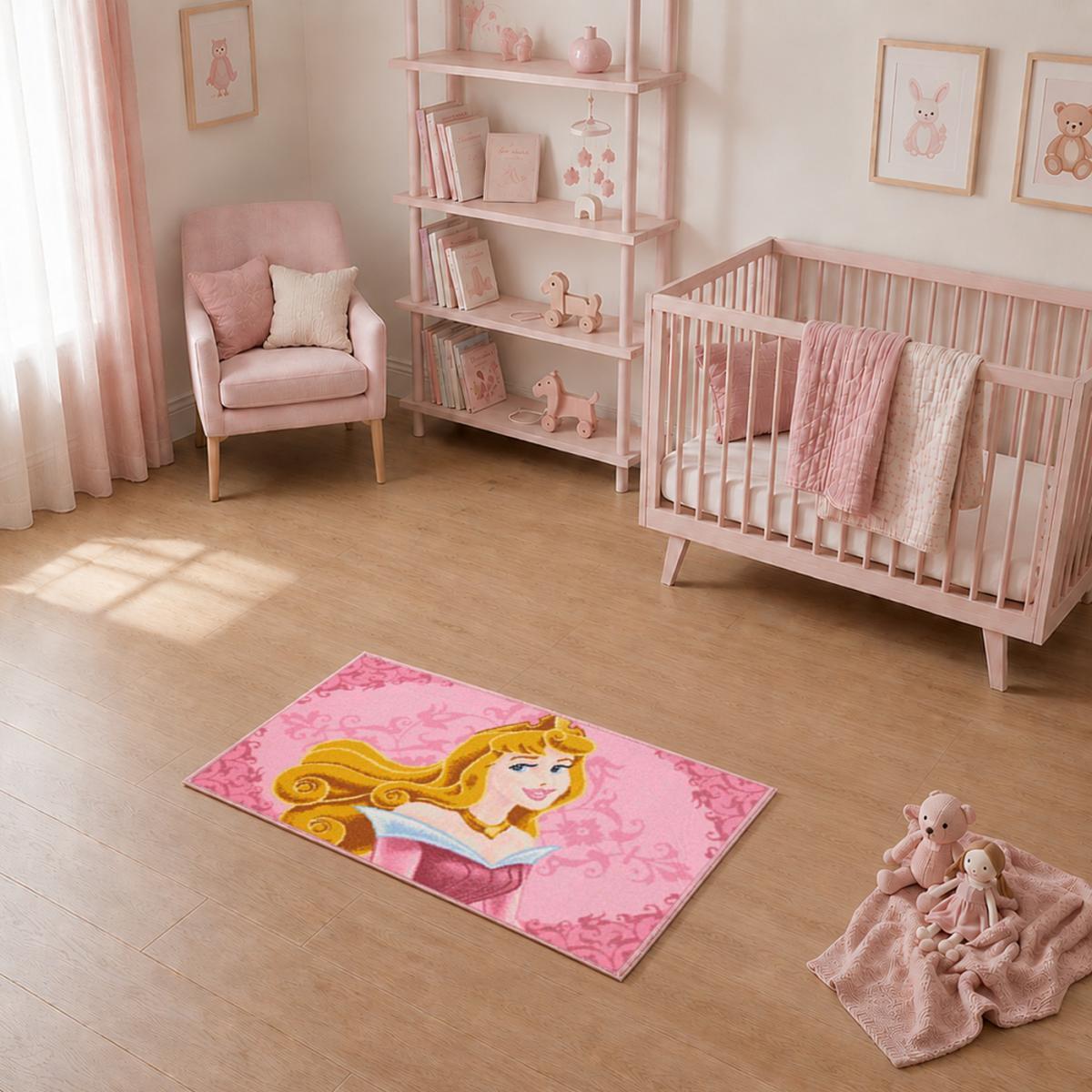 Tapis enfant Princesse Aurore, lavable en machine à 30°C