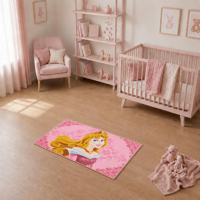 Tapis enfant Princesse Aurore, lavable en machine à 30°C