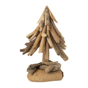 J-Line décoration Sapin de Noël sur pied - bois - naturel - small