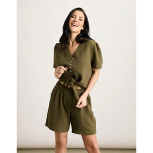 Camisa Manga Corta Caqui - Rivlan