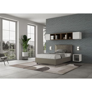 Cama de una plaza y medio sin somier acolchada 120x210 cuero sintético capuchino Antea Large