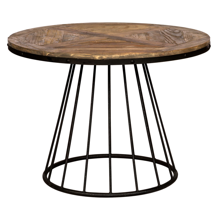 Table ronde 5 personnes en bois de cèdre et pied en métal D110 cm - Pralus