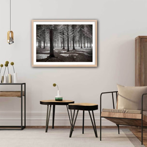 Affiche deco ""debut d'hiver"" Affiche + cadre en bois - Chêne