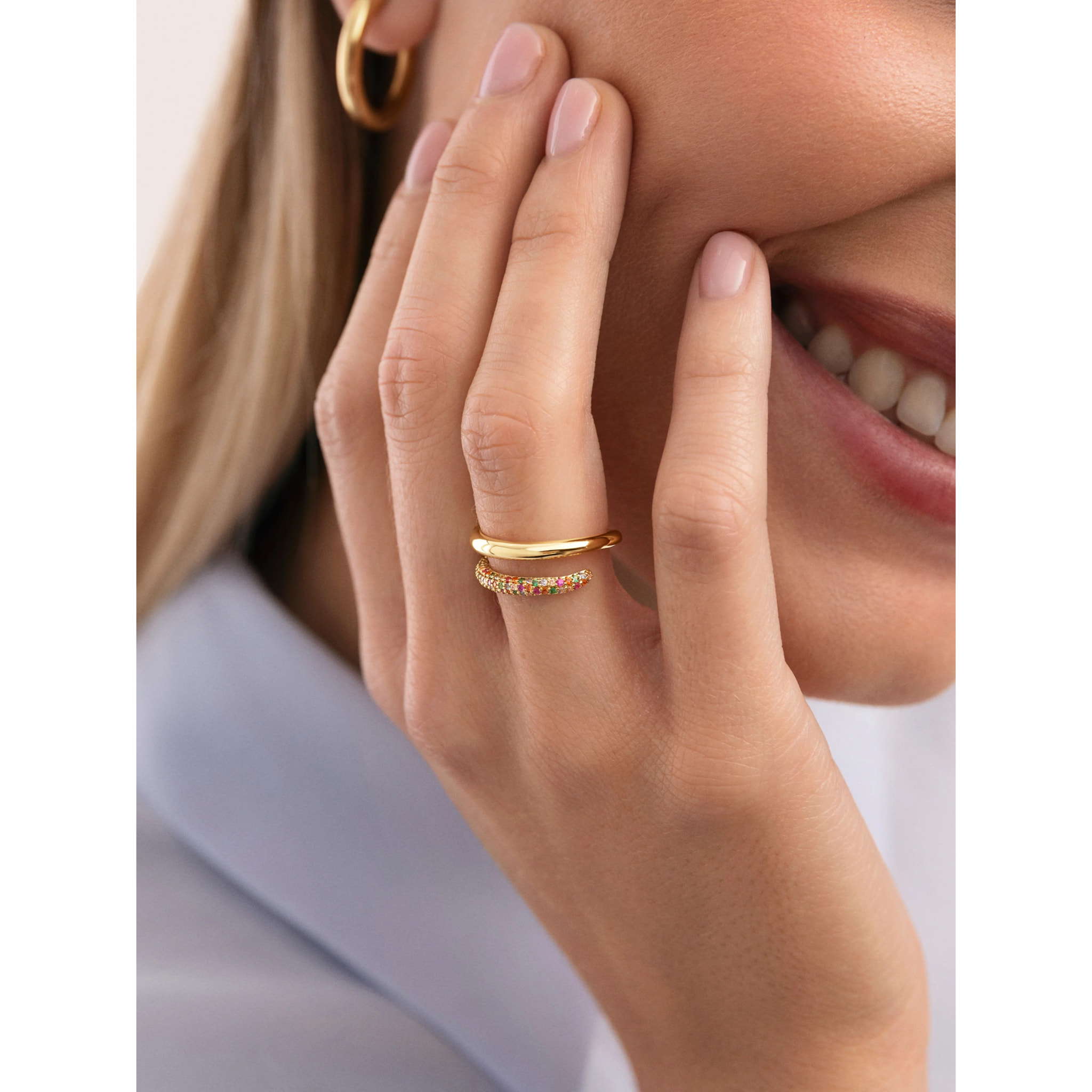 Anillo Doble Scarlett Dance Baño Oro