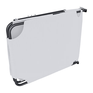 Lettino Pieghevole Prendisole Senza Tettuccio Parasole Reclinabile Regolabile Metallo Nero Sdraio Spiaggia Mare Giardino Piscina 187x53x24 Cm Bianco