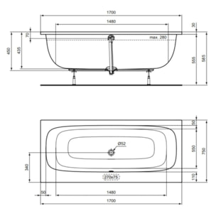 Baignoire droite 170 x 75 IDEAL STANDARD i.life Duo