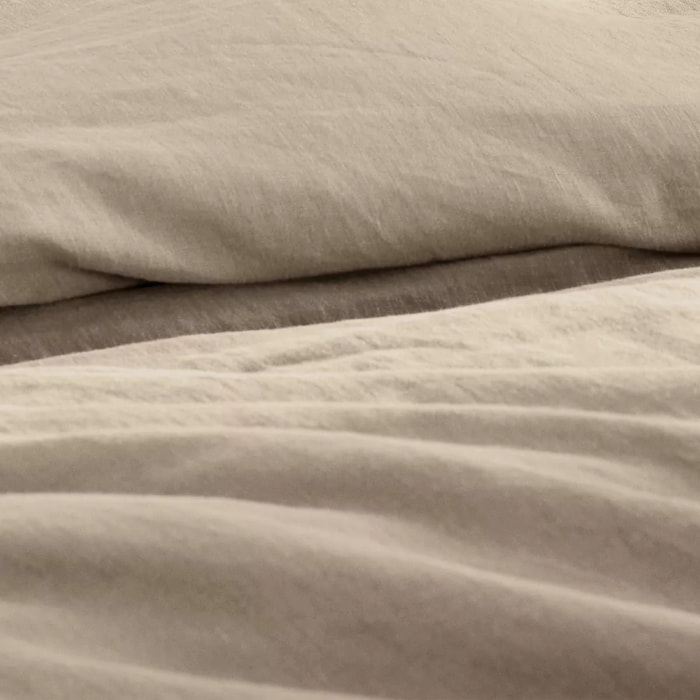 Housse de couette pur lin lavé 165 g/m² uni beige Le lin lave lin