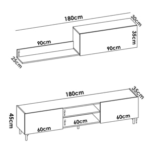 Parete attrezzata Korab, Set da soggiorno porta TV, Mobile salotto multiuso, 182x35h180 cm, Rovere Nodi e Antracite