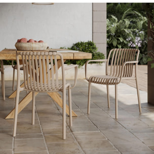Lot de 2 chaises de jardin empilables en plastique beige - Ivy