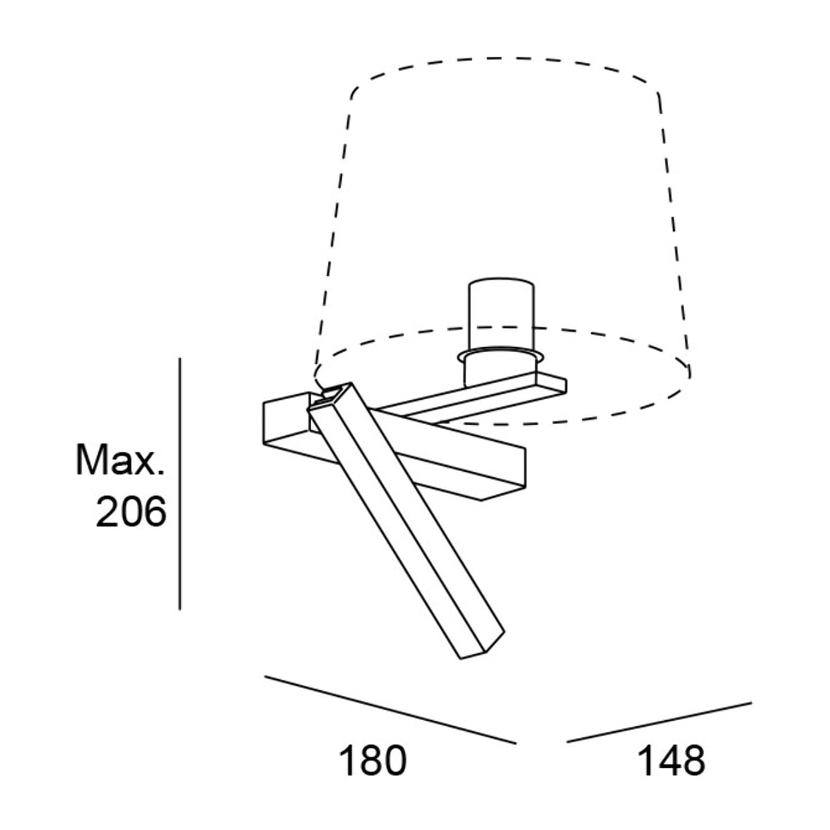 LEDS C4 Aplique Hall Slim Screen Left LED E27 17.4 Blanco cálido - 2700K ON-OFF Negro 150lm