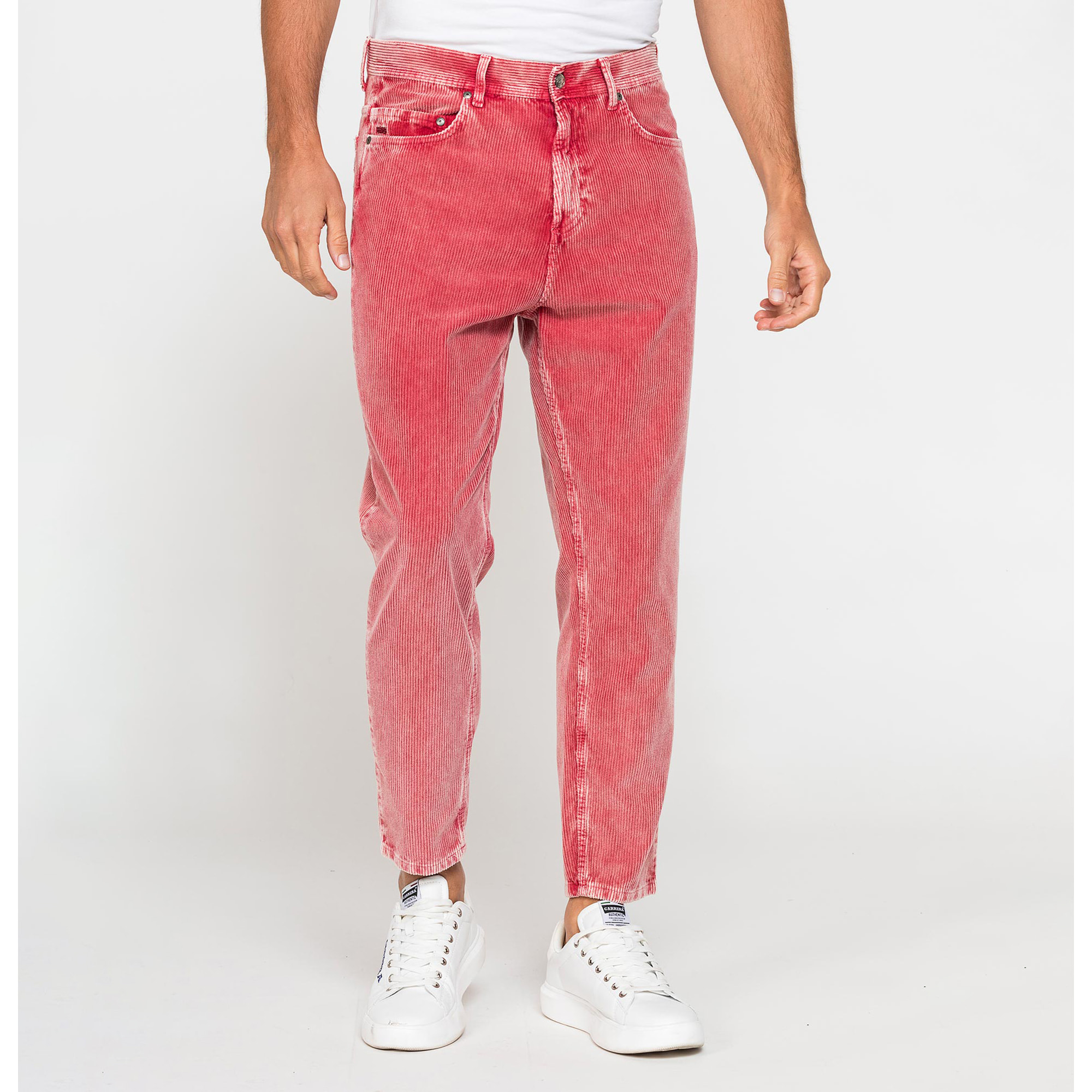 PANTALONE 5 TASCHE IN VELLUTO EFFETTO ACID WASH