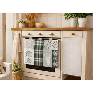Copriforno Cucina Universale Cinigliato Copertura ProtezioneDecoarzione Forno Disegno Edelweiss Verde