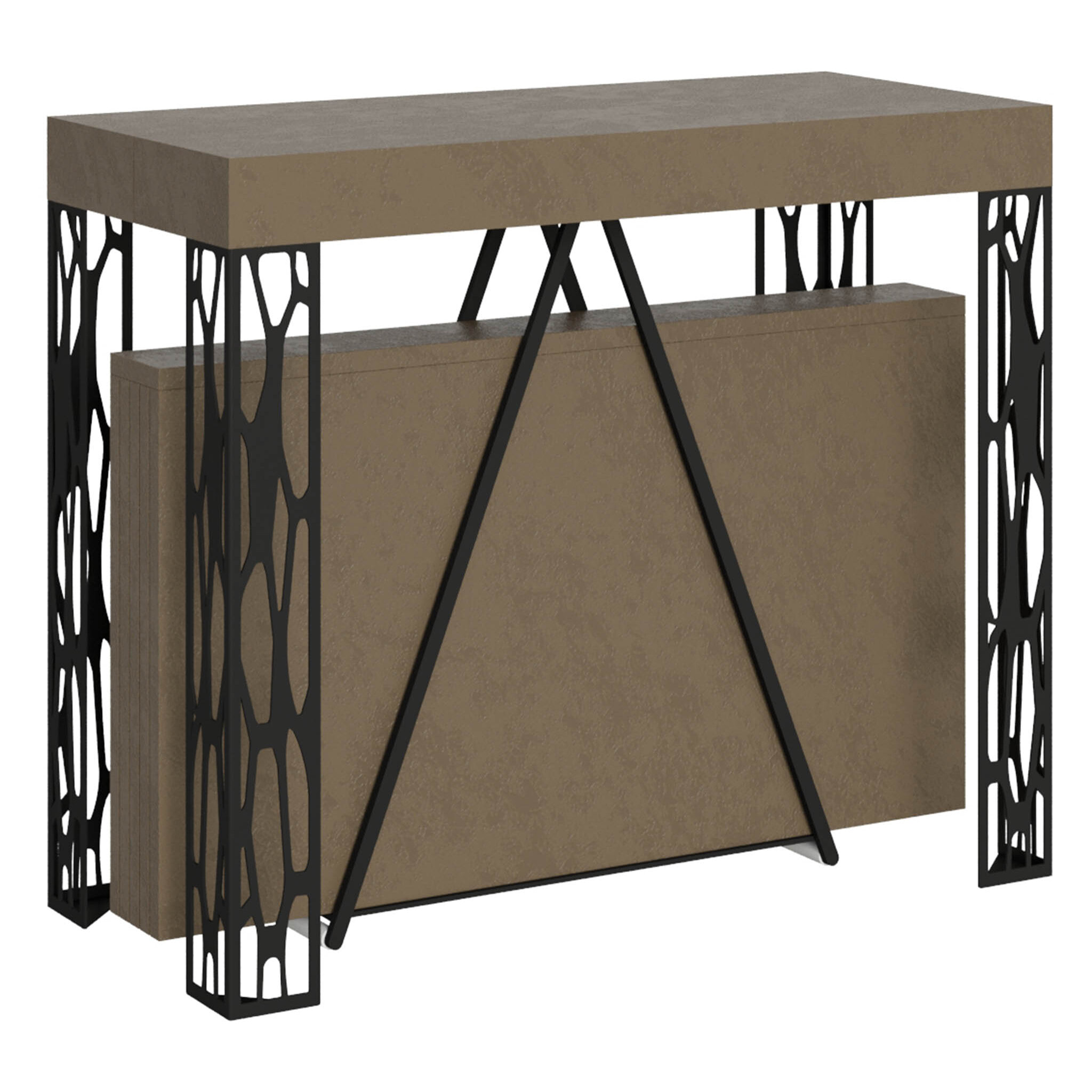 Consolle allungabile 90x40/300 cm Kerpa tortora telaio antracite