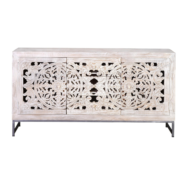 Aparador de Madera de Mango Estilo Étnico Boho Tallado