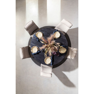 Tavolo HASTINGS rotondo Ø130 in legno di mango nero e base nera acciaio