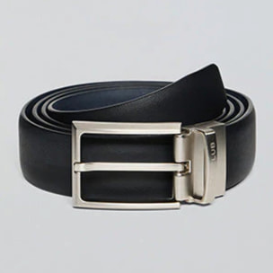Cinturón clásico reversible Tyler negro y azul con detalle Polo Club
