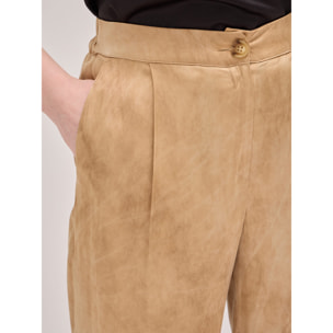 Oltre - Pantaloni palazzo in raso délavé - Beige