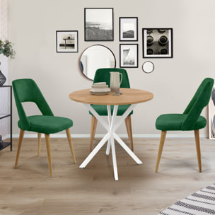 Table à manger ronde Soline Ø80cm bois et blanc