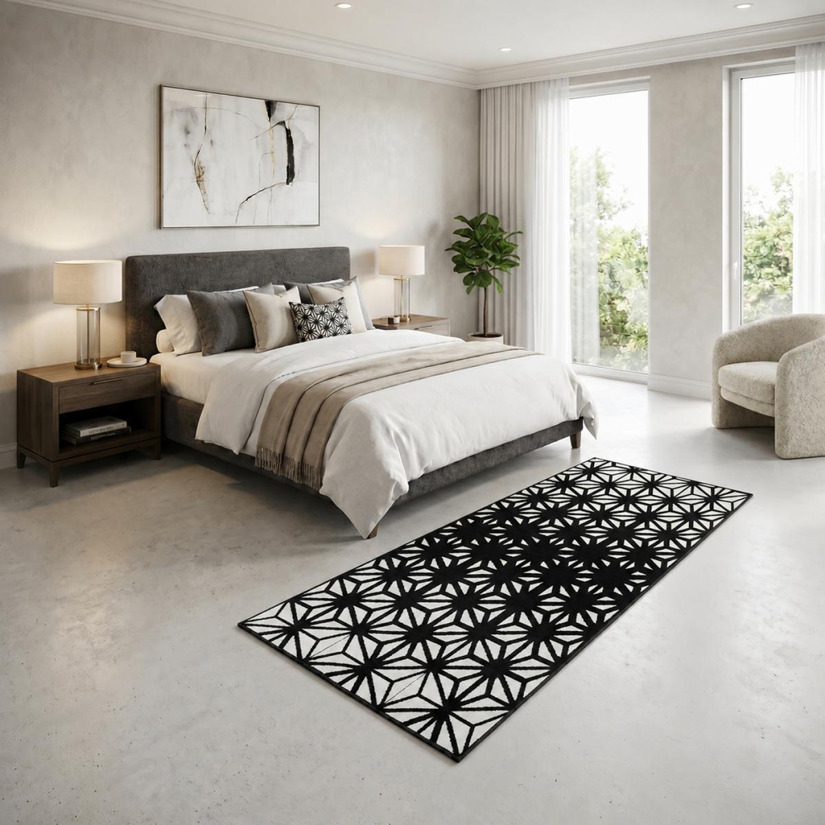 Tapis salon et chambre tissé motif géométrique JESI