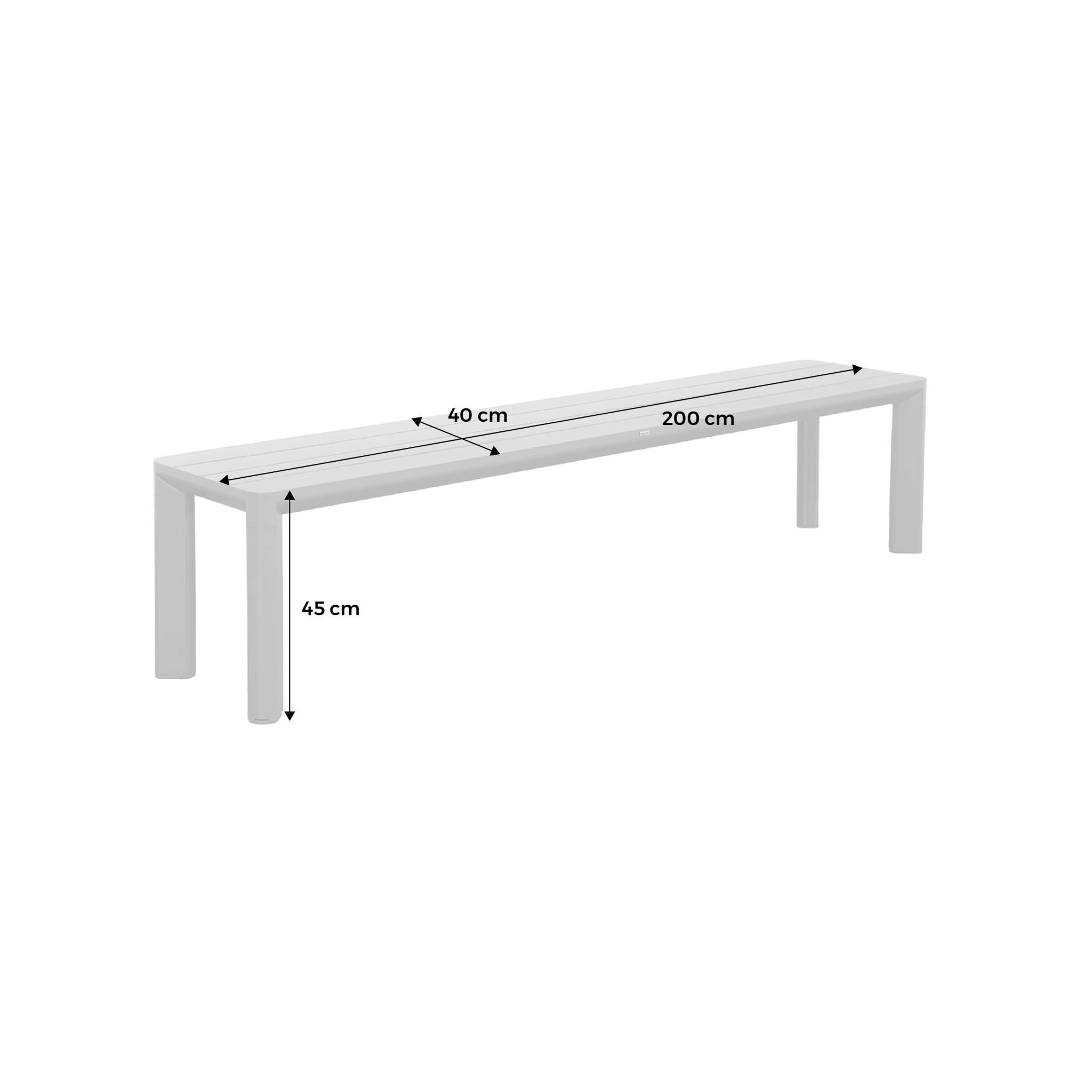 Banc de jardin beige MADISON aluminium. 4 places. 200 x 40 x 45 cm