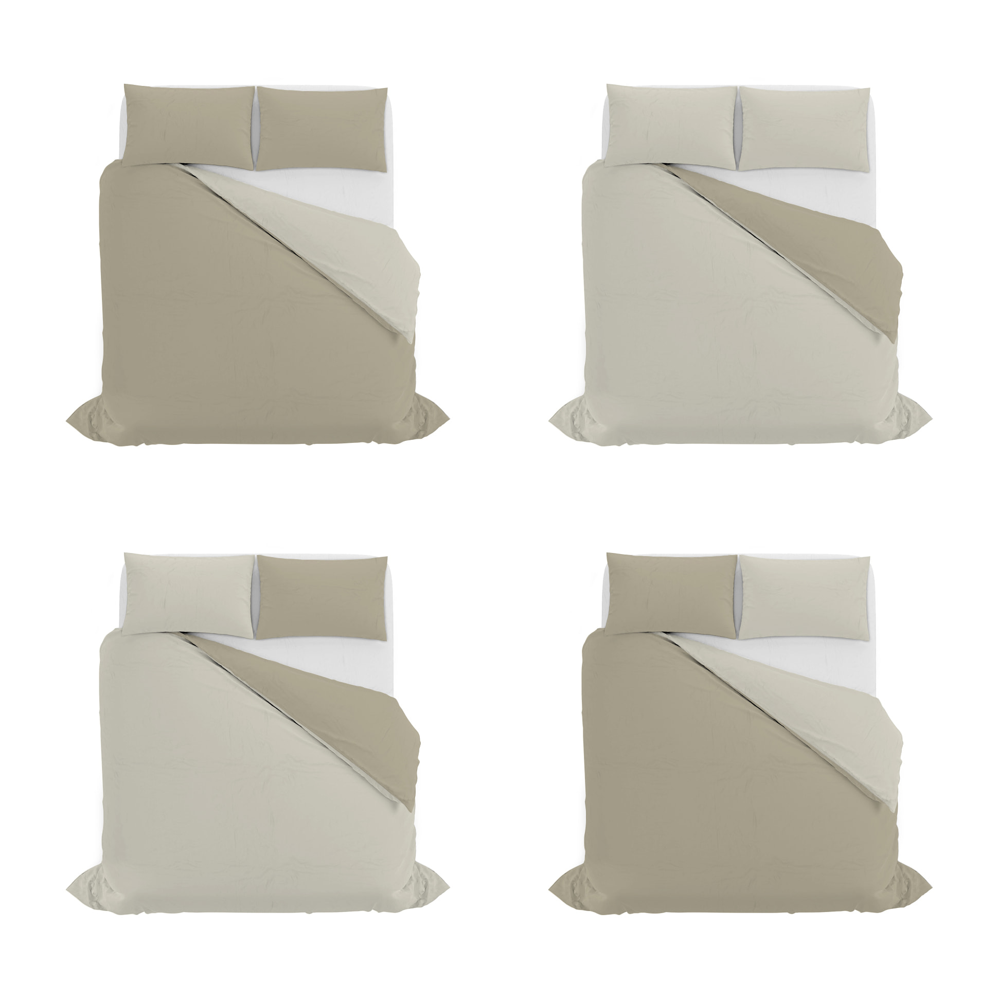 PARURE COPRIPIUMINO NATURAL COLOR, 100% Cotone, Made in Italy - TORTORA/PANNA