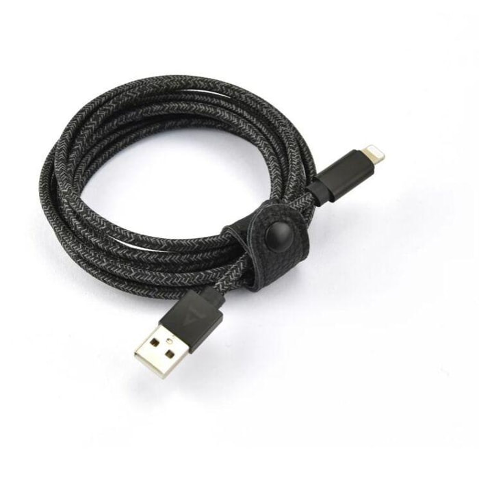Câble Lightning ADEQWAT vers USB 2m noir certifié Apple