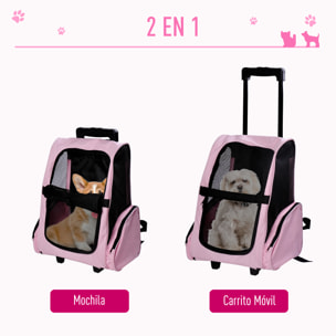 Transportin Carrito para Mascotas de Oxford 36x30x49cm Rosa