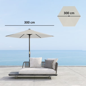 Toldo de Recambio de Sombrilla de 3 m Toldo de Repuesto para Sombrilla de Patio con Ventilación Superior Protección UV 30+ Cubierta de Repuesto para Parasol de Poliéster para Exteriores Crema
