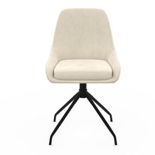 Chaises Olivia pivotantes en velours et pieds métal - Crème