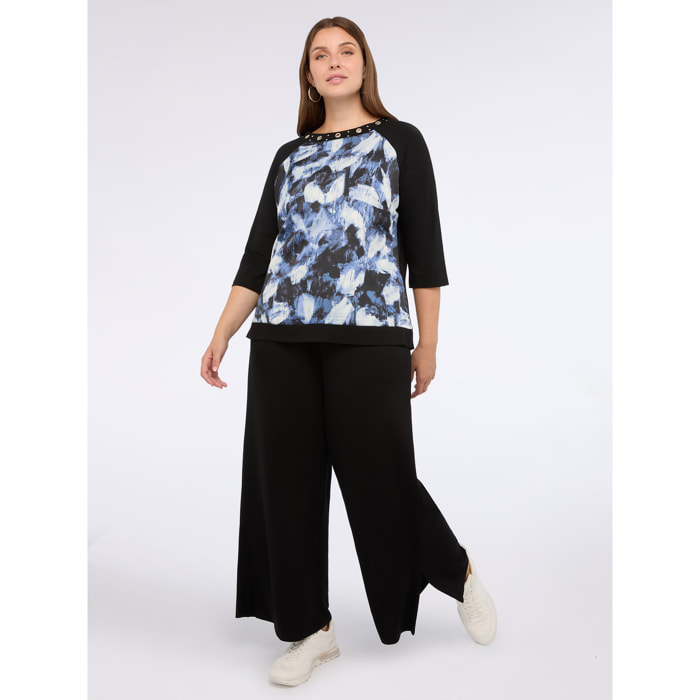 Fiorella Rubino - Pantalones palazzo de tejido scuba - Negro