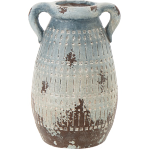 J-Line Cache-Pot Extérieur Antique - polyrésine - bleu/blanc - large